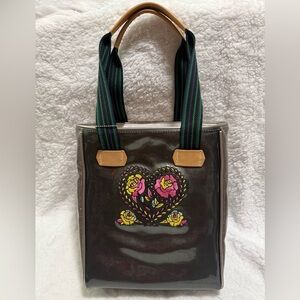 Consuela Chica Marta Floral Embroidered Black Tote